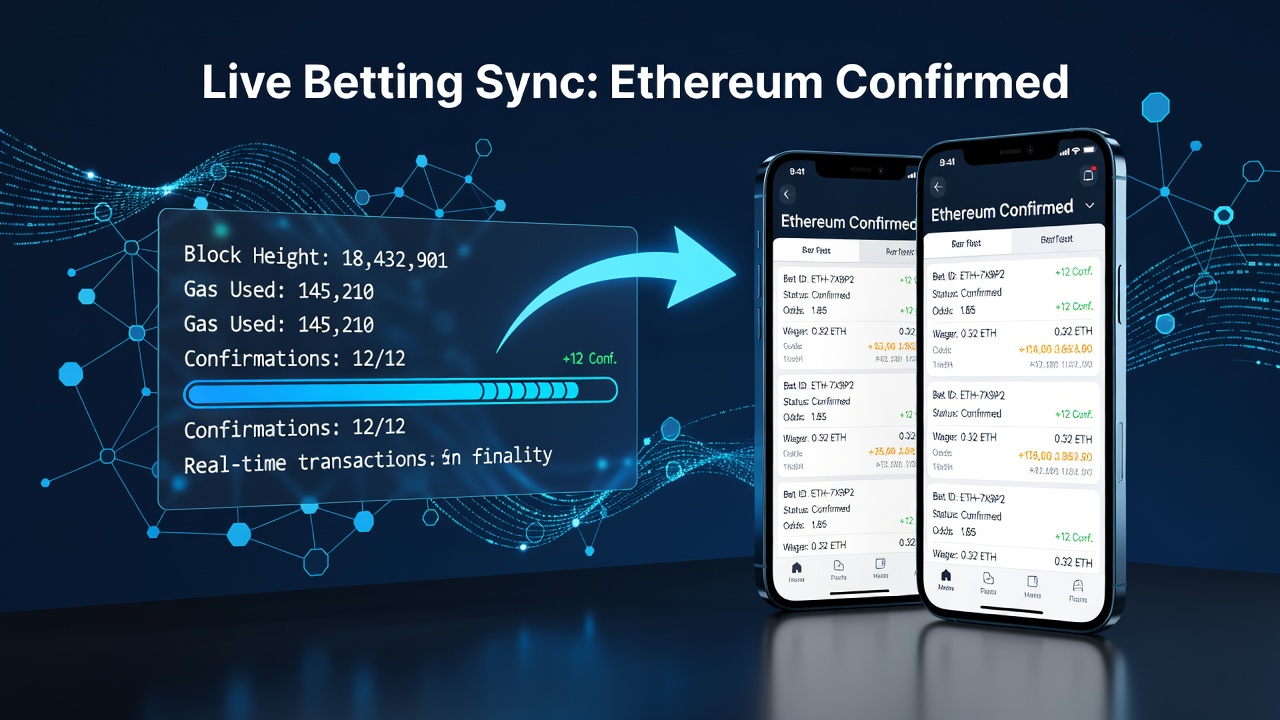 Visualisierung der Ethereum-Transaktionsbestätigungen und mobilen Wett-Interfaces