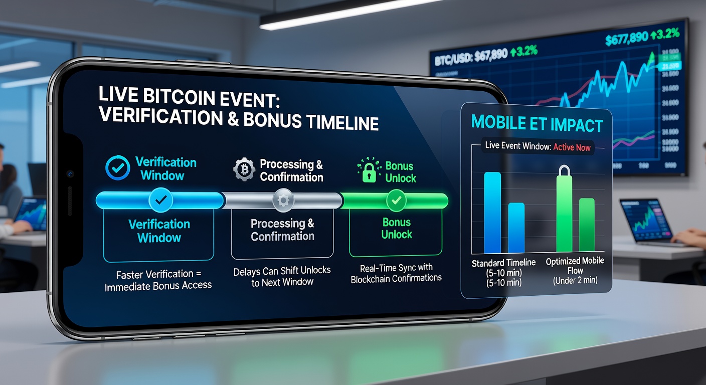 Darstellung von Live-Bitcoin-Event-Fenstern und mobilen Verifizierungsabläufen auf Ethereum-Plattformen
