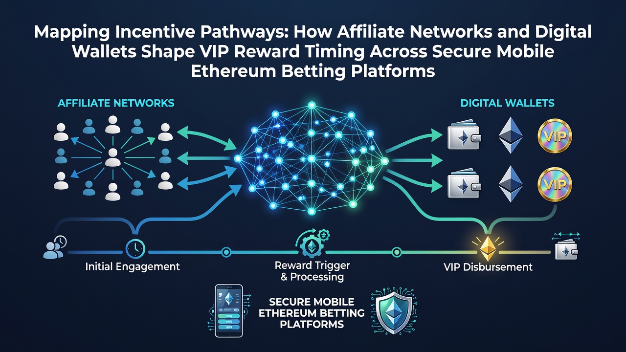 Illustration der Anreizpfade zwischen Affiliate-Netzwerken, digitalen Wallets und VIP-Belohnungen auf mobilen Ethereum-Plattformen