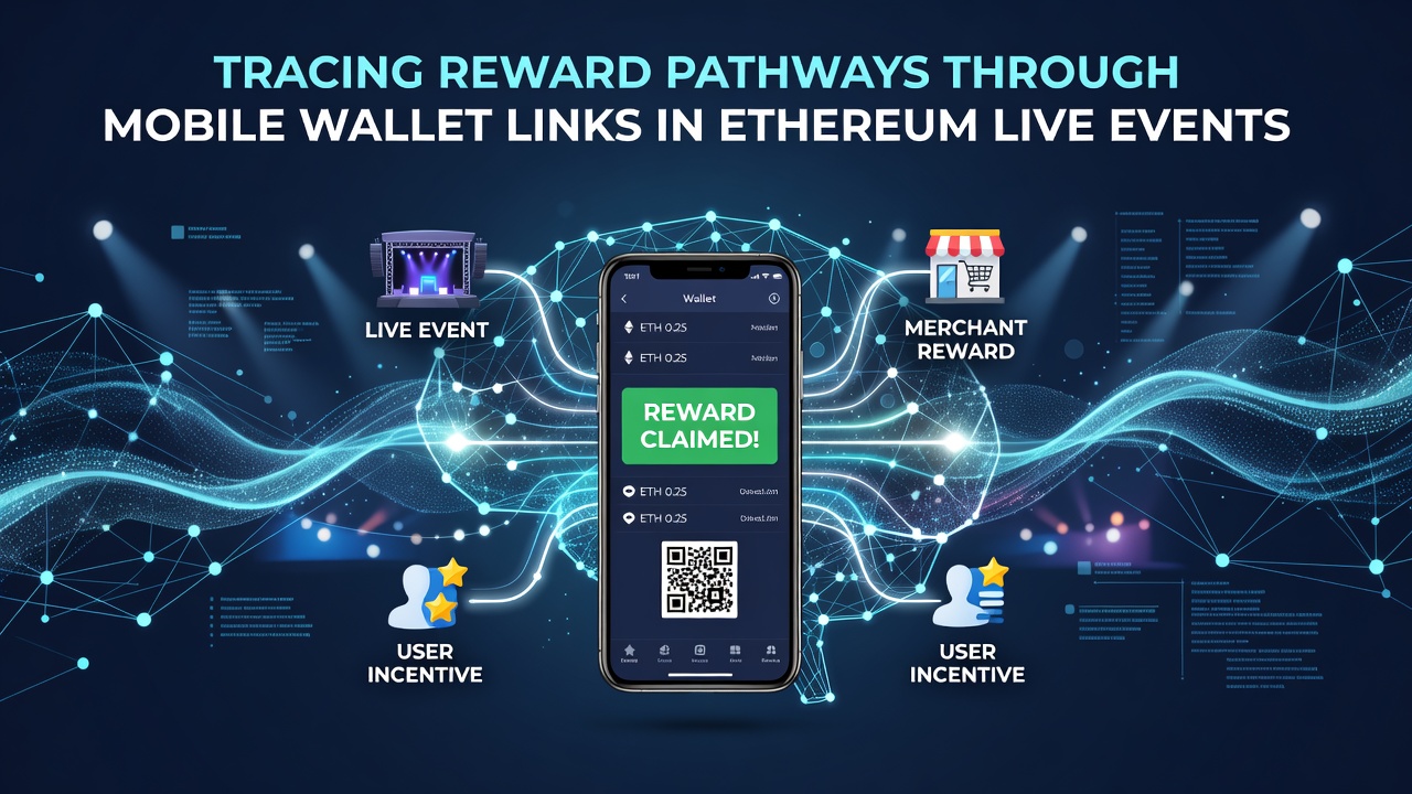 Darstellung mobiler Wallet-Verbindungen und Belohnungsverfolgung in Ethereum-Live-Events